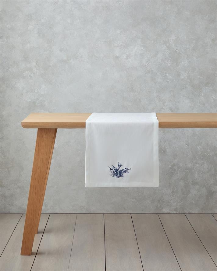 Charmed Polyester Runner 40x140 cm White - Navy