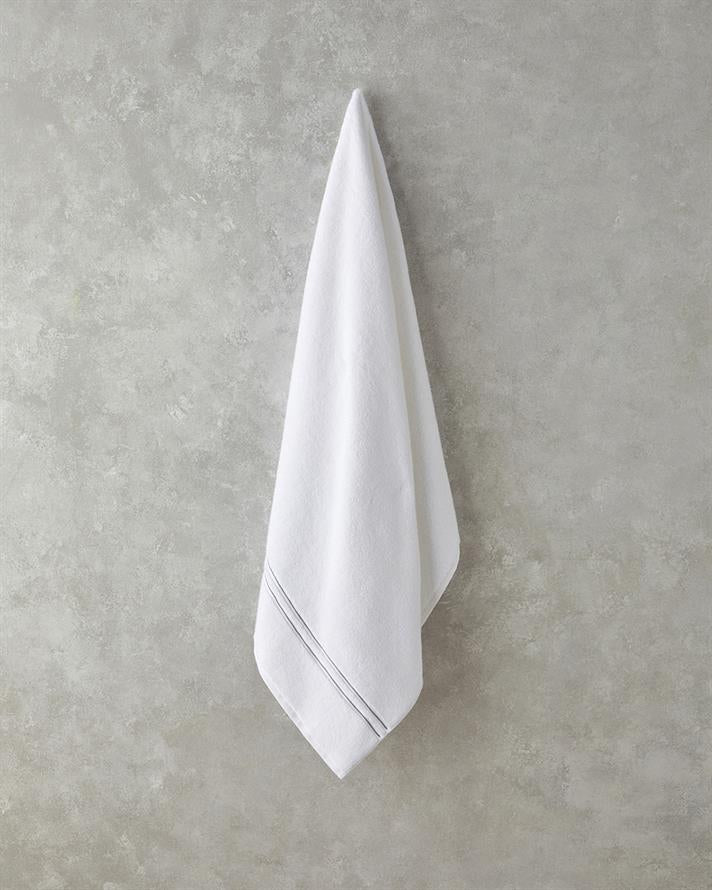 Chic Stripe Cotton Embroidered Bath Towel 90x150 cm White