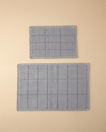 Classy Diamond Cotton Polyester Bath Mat Set Grey