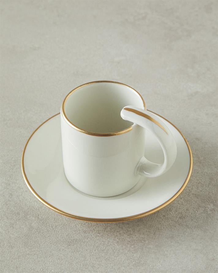 Classy Porcelain Coffee Cup Set 12 Pieces 6 Seater Gold