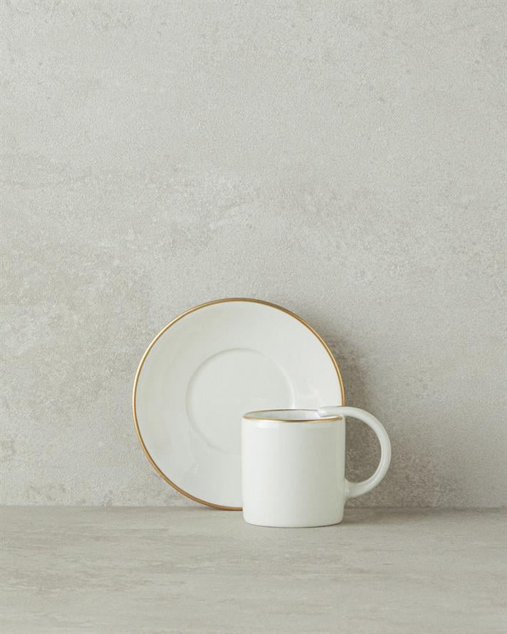 Classy Porcelain Coffee Cup Set 12 Pieces 6 Seater Gold