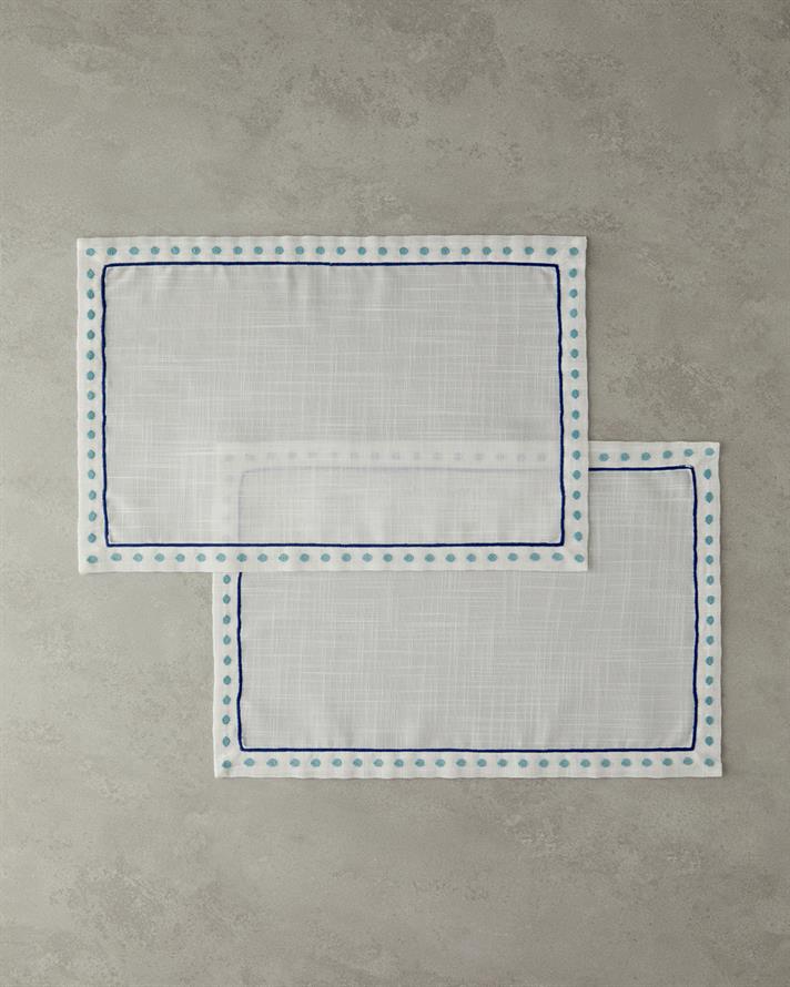 Arzu Sabancı Bounce Polyester 2-Piece American Tableware 30x45 cm Cream - Blue