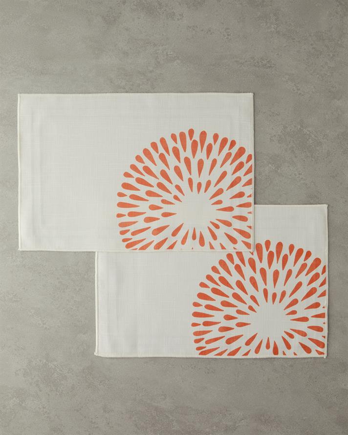 Arzu Sabancı Leap Polyester 2-Piece American Tableware 30x45 cm Cream-Orange