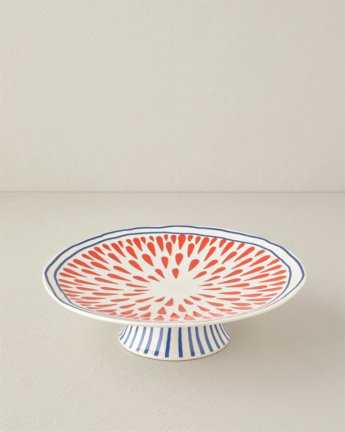 Desirzu Sabancı Leap Stoneware Cake Stand 30 cm Blue-Terracotta