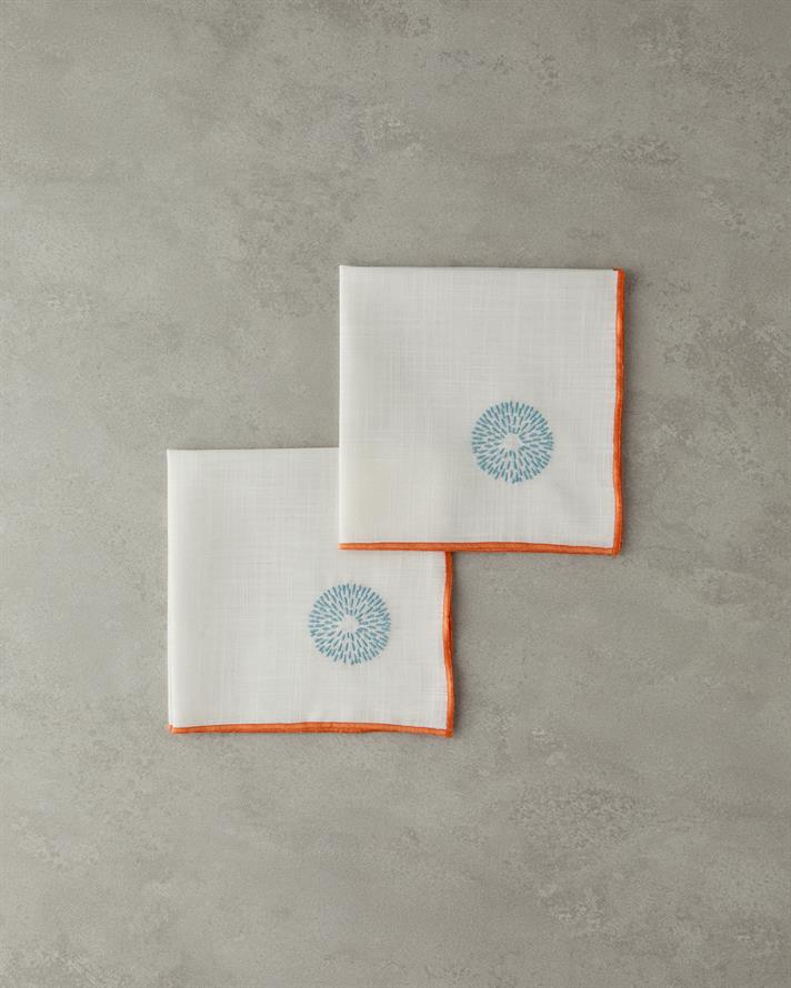 Arzu Sabancı Splash Polyester 2-Piece Guest Napkin 40x40 Cream-Orange