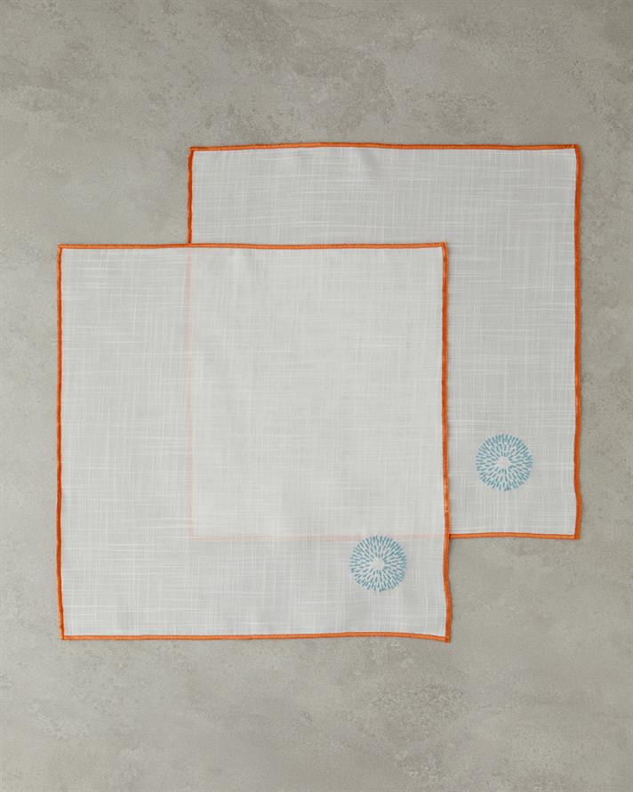 Arzu Sabancı Splash Polyester 2-Piece Guest Napkin 40x40 Cream-Orange