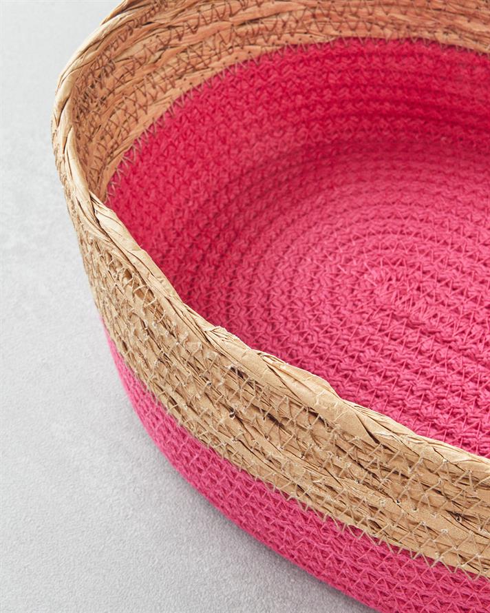 Colorful Lines Paper Rope Basket Pink