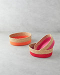 Colorful Lines Paper Rope Basket Pink