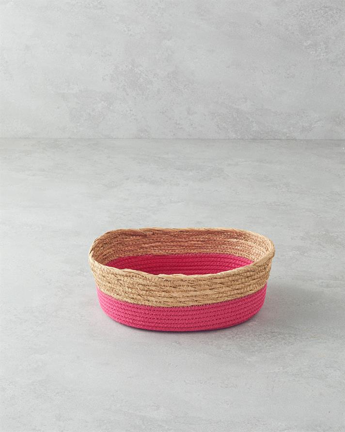 Colorful Lines Paper Rope Basket Pink