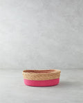 Colorful Lines Paper Rope Basket Pink