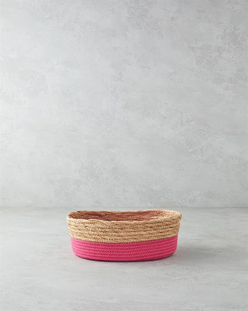 Colorful Lines Paper Rope Basket Pink