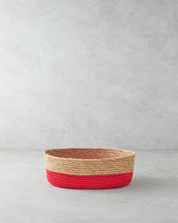 Colorful Lines Paper Rope Basket Red