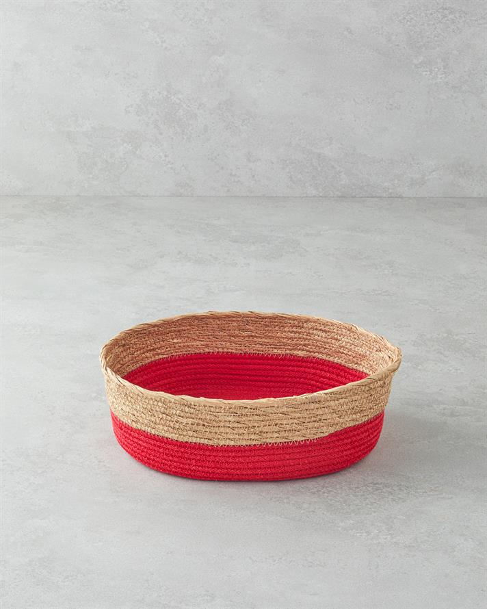 Colorful Lines Paper Rope Basket Red