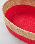 Colorful Lines Paper Rope Basket Red