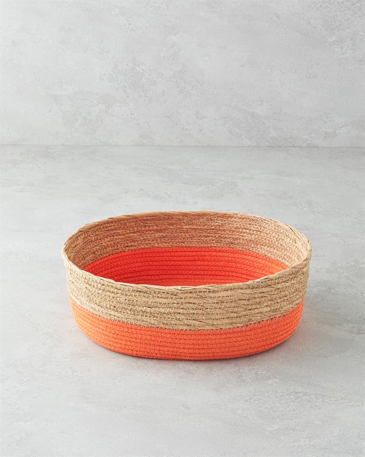 Colorful Lines Paper Rope Basket Orange