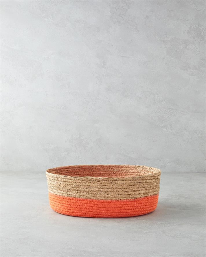 Colorful Lines Paper Rope Basket Orange