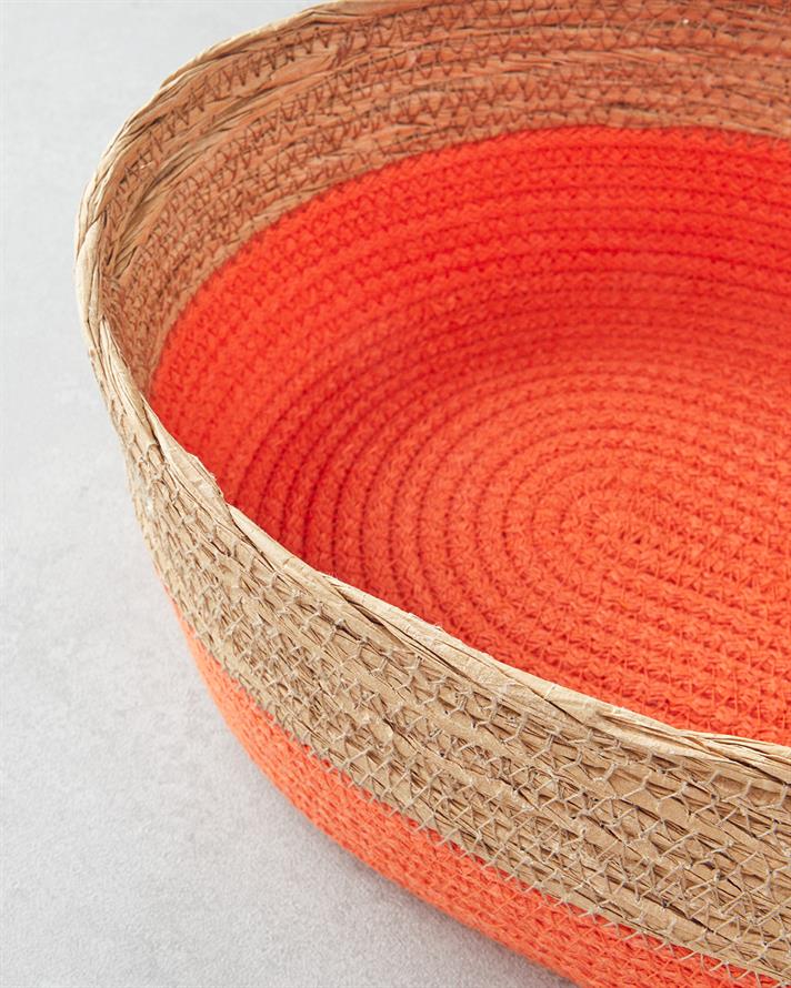 Colorful Lines Paper Rope Basket Orange