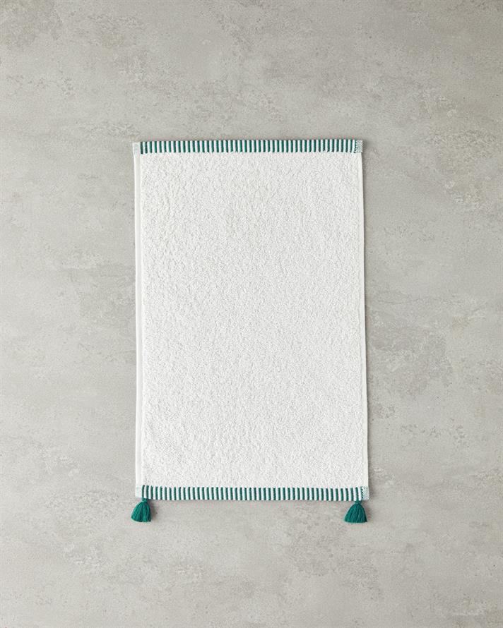 Colorful Lines Cotton Hand Towel Ecru - Green