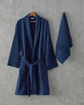 Como 100% Cotton Pike Bathrobe Set Navy