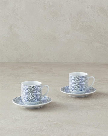 Conner Porcelain Coffee Cup Set 4 Pieces 2 Seater Blue-Green