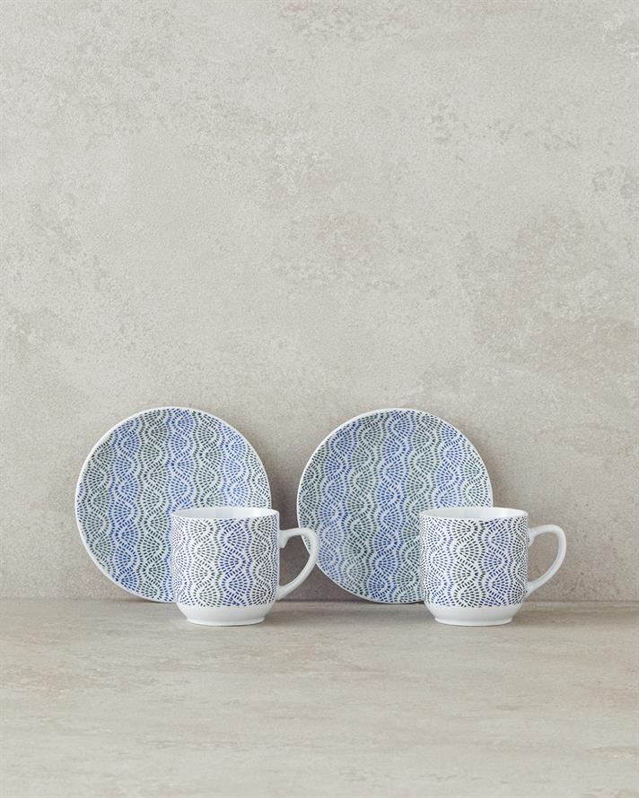 Conner Porcelain Coffee Cup Set 4 Pieces 2 Seater Blue-Green