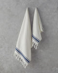 Cool Stripe Cotton Striped Bath Towel Set Ecru - Blue