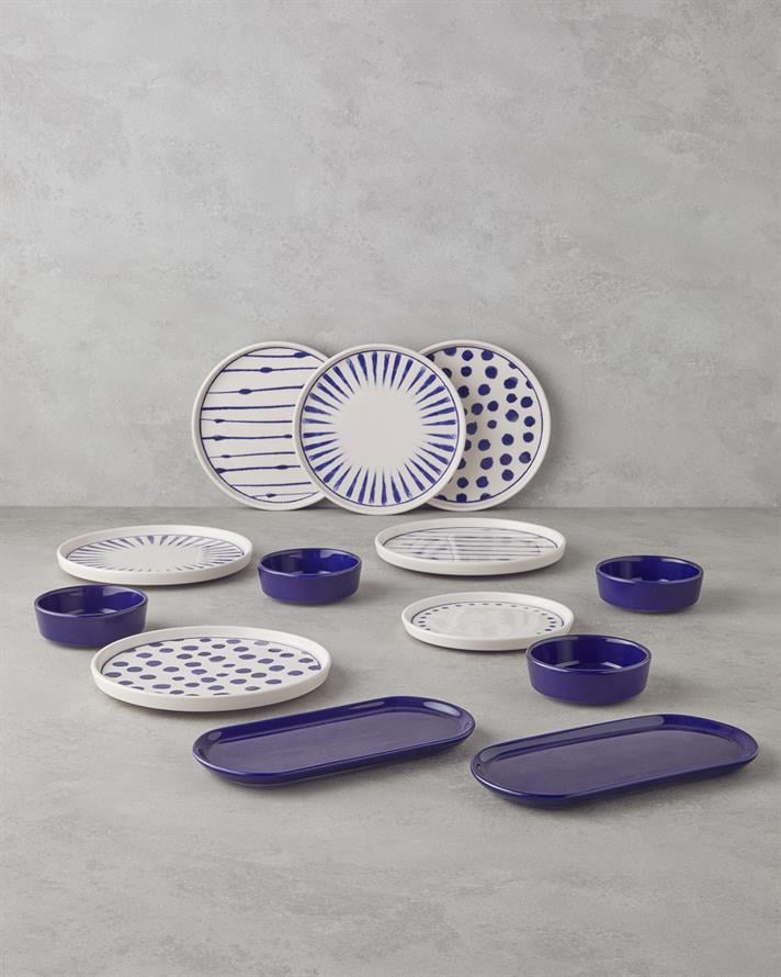 Cosmos Ceramic Breakfast Set 14 pieces 6 pax Navy