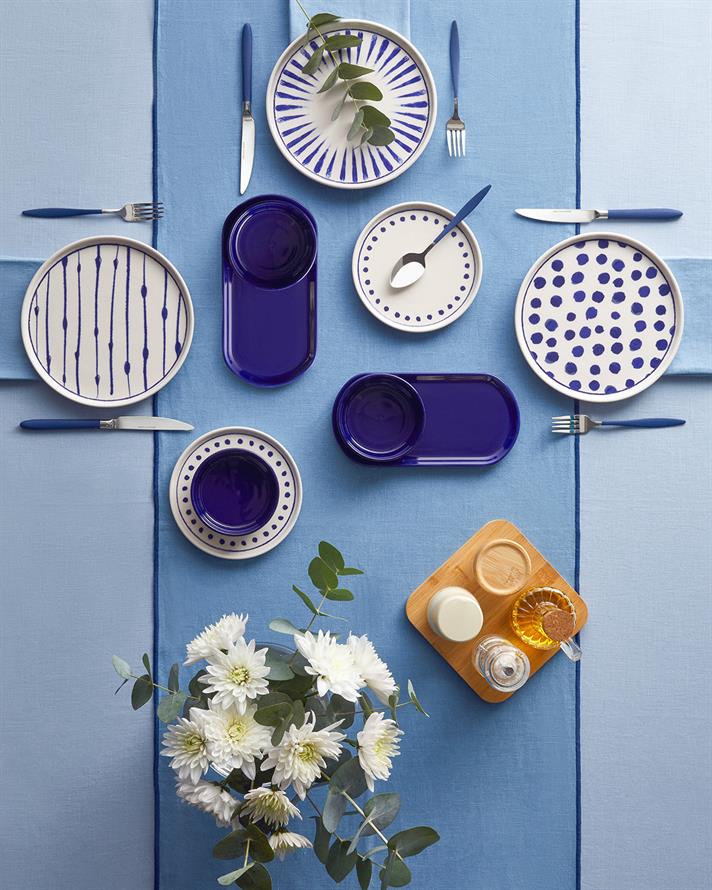 Cosmos Ceramic Breakfast Set 14 pieces 6 pax Navy