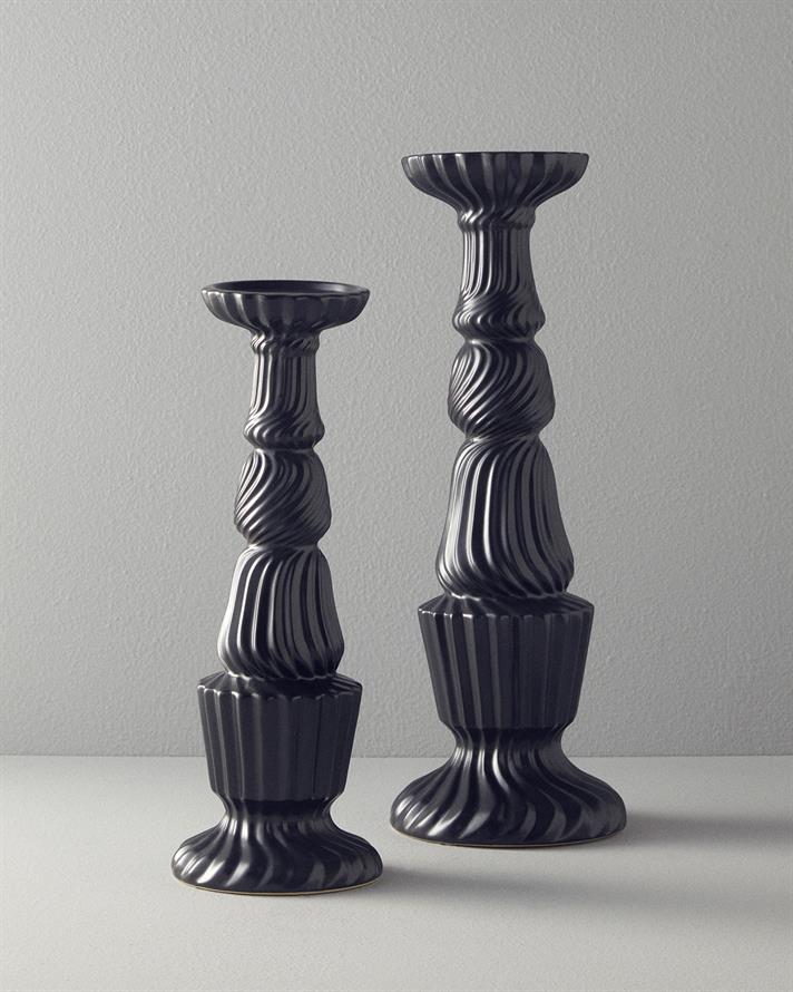 Crown Ceramic Candle Holder Anthracite