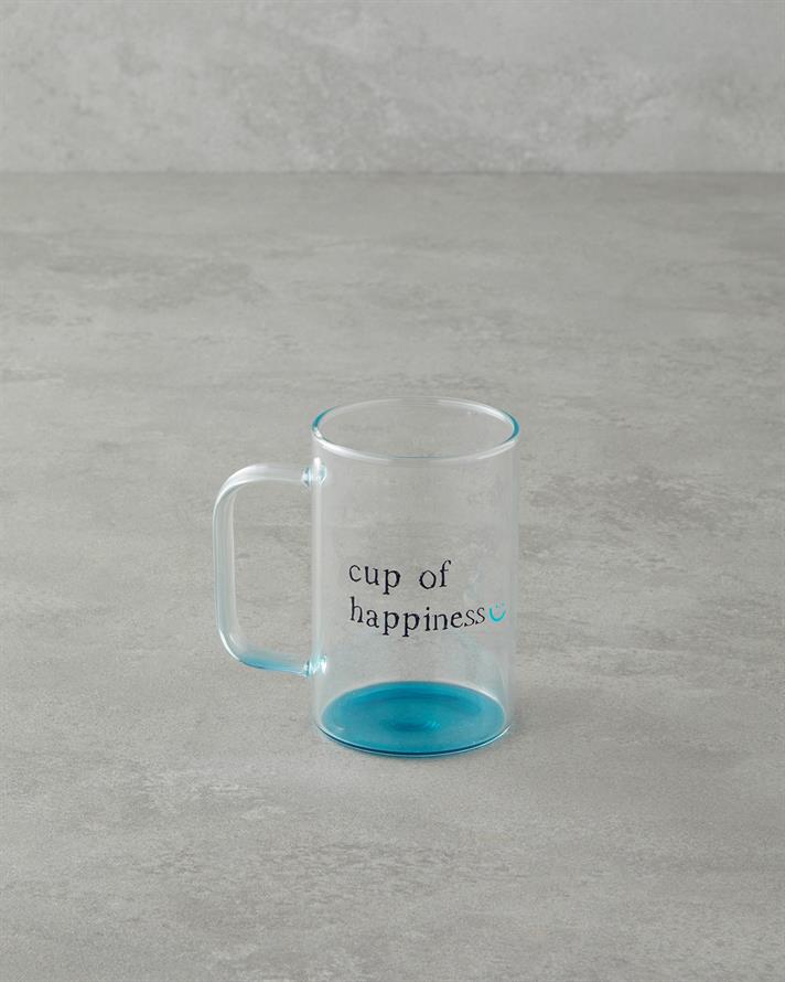 Cup of Happiness Glass Mug 270 ml Blue