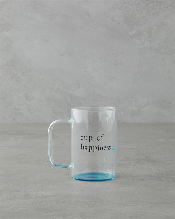 Cup of Happiness Glass Mug 270 ml Blue