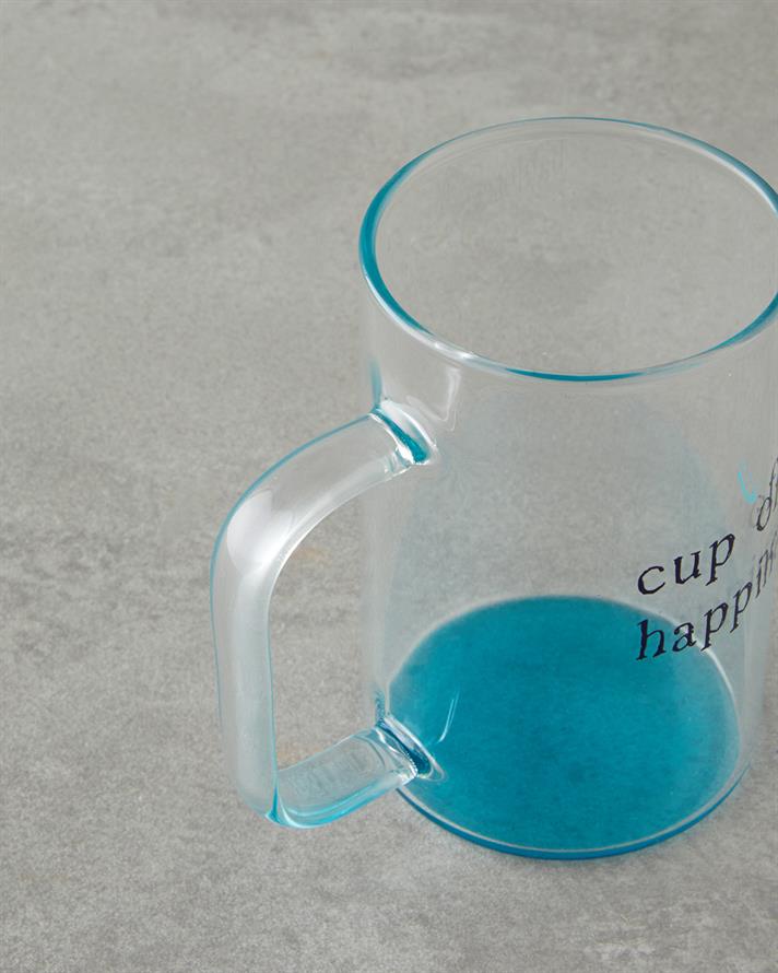 Cup of Happiness Glass Mug 270 ml Blue