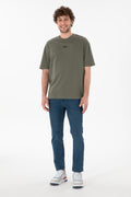 Men's Comfort Fit Crew Neck Khaki T-Shirt