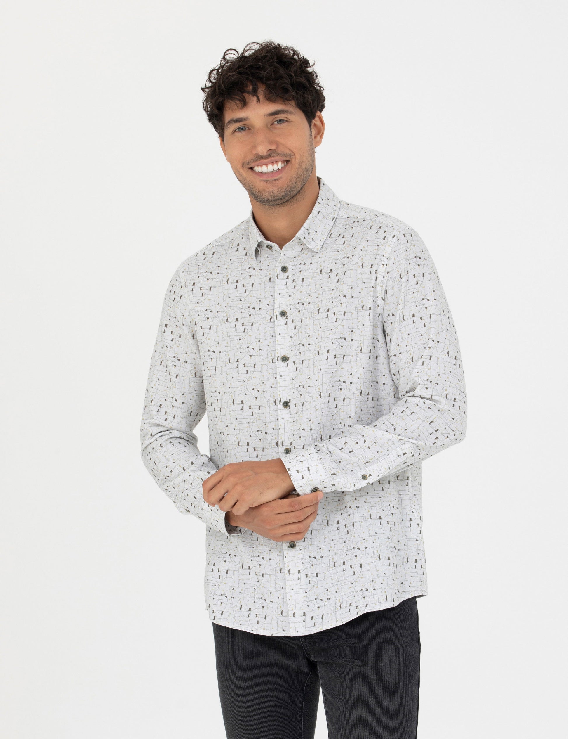 Grey Slim Fit Long Sleeve Shirt