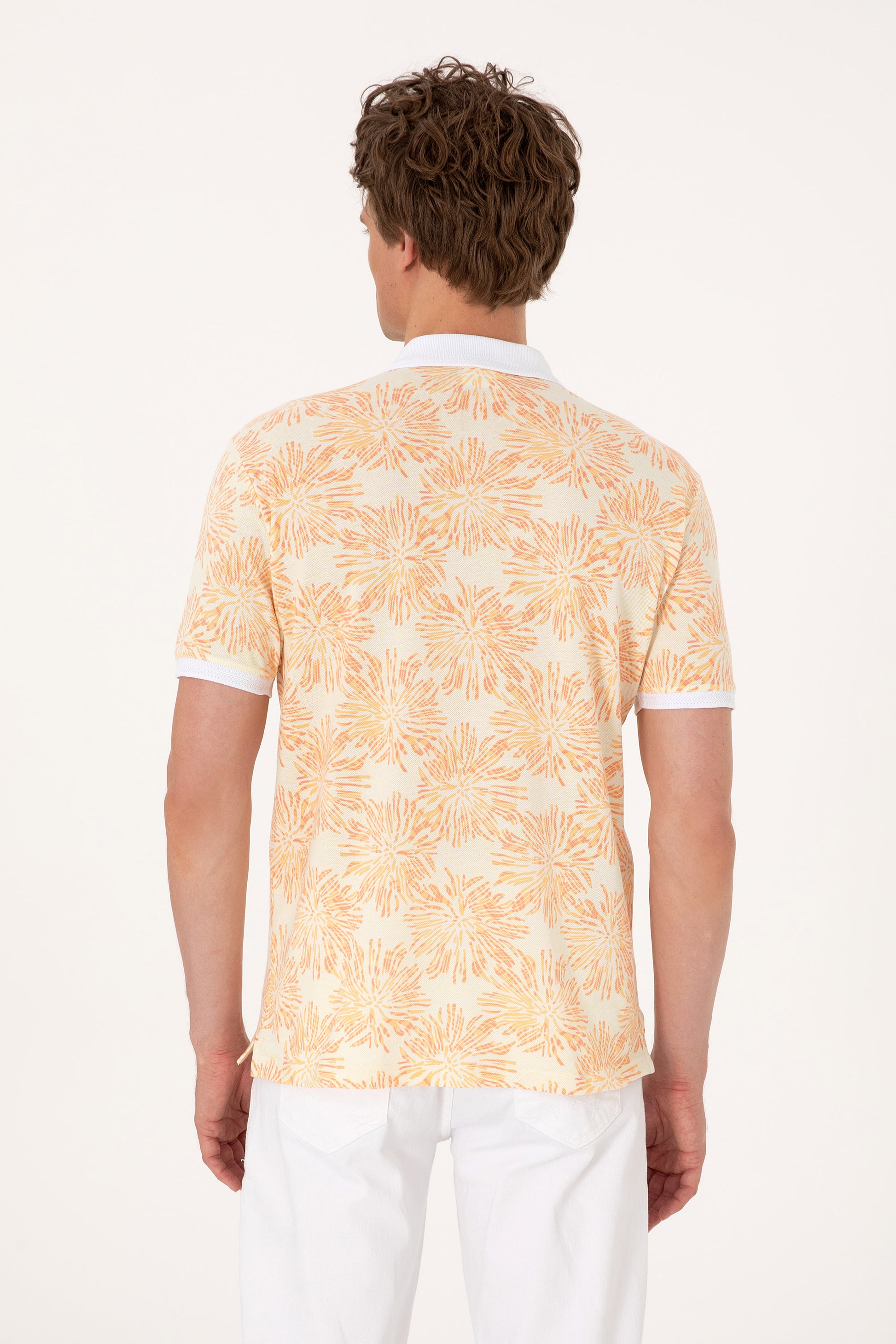Men's Regular Fit Polo Neck Orange T-Shirt