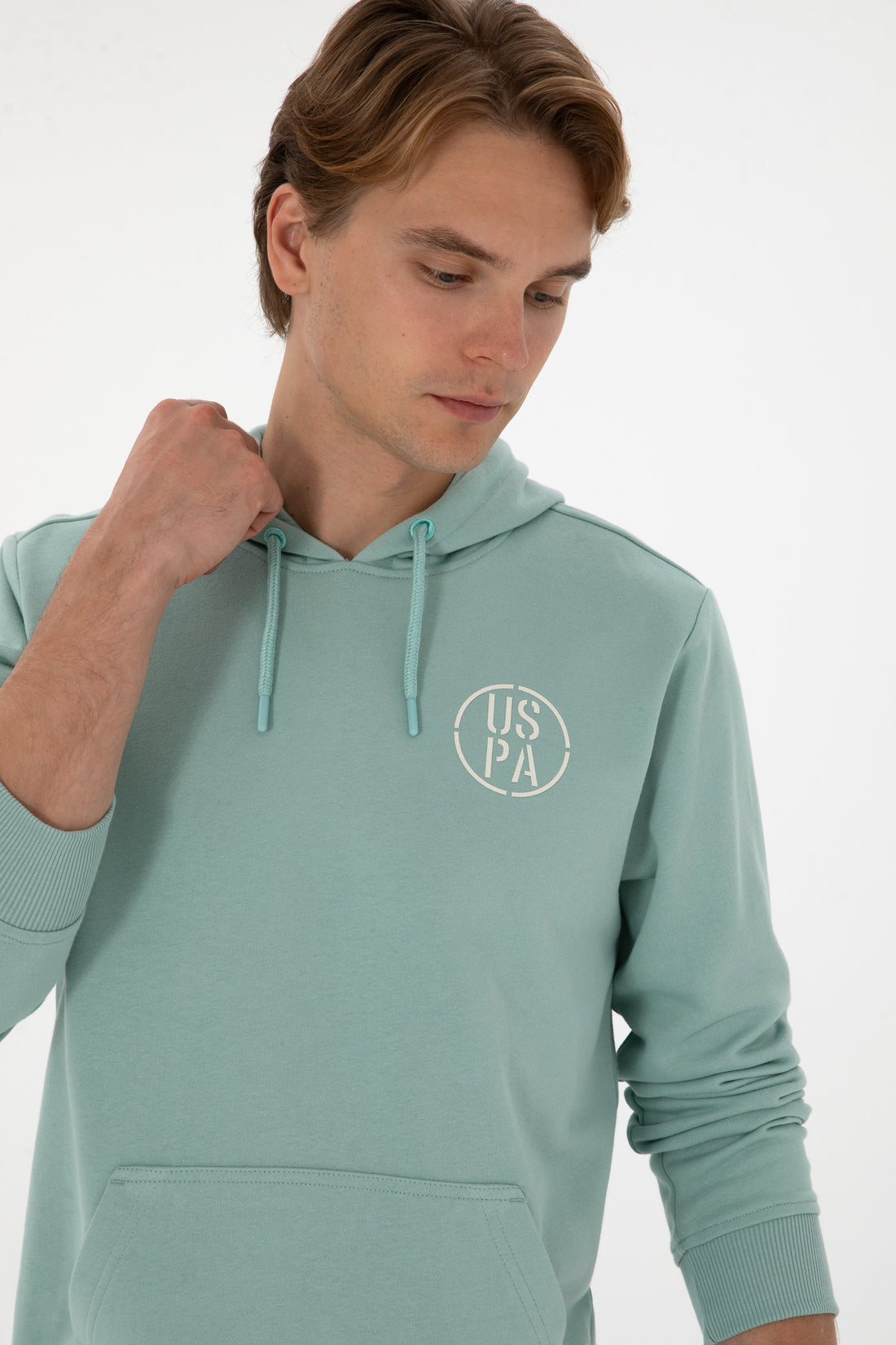 Erkek Regular Fit Kapişonlu Mint Sweatshirt