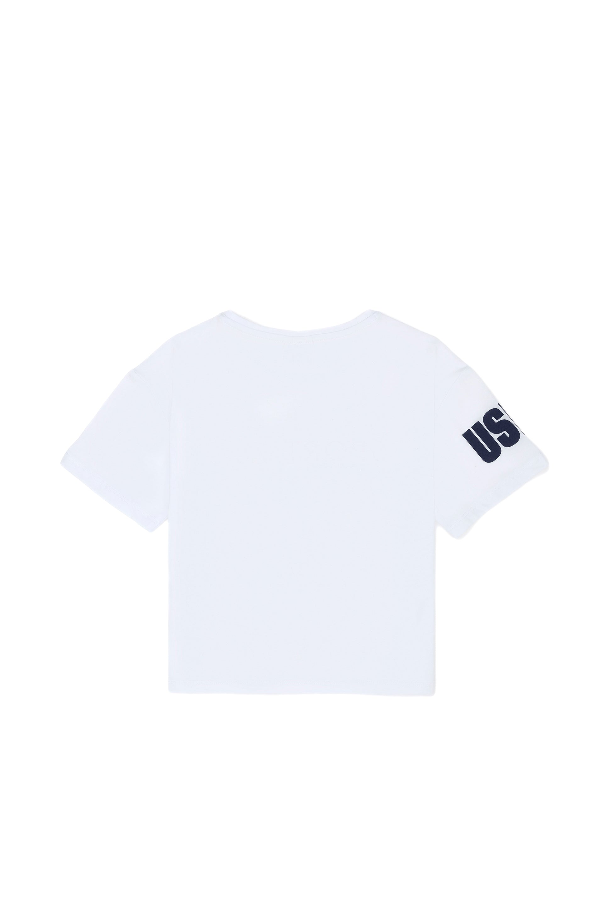 Girls' White Crew Neck T-Shirt