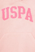 Girls' Powder Pink Hooded Basic Sweatshirt