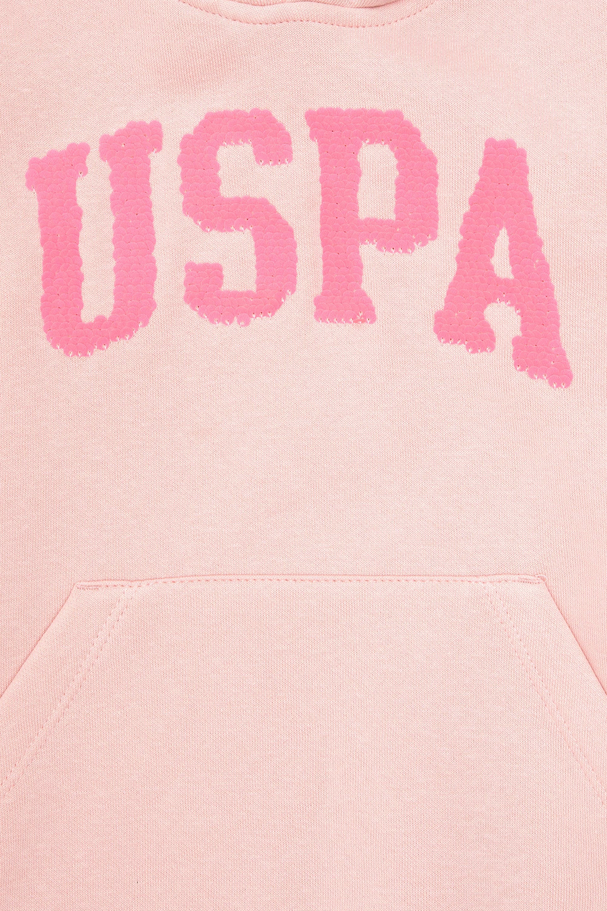 Girls' Powder Pink Hooded Basic Sweatshirt