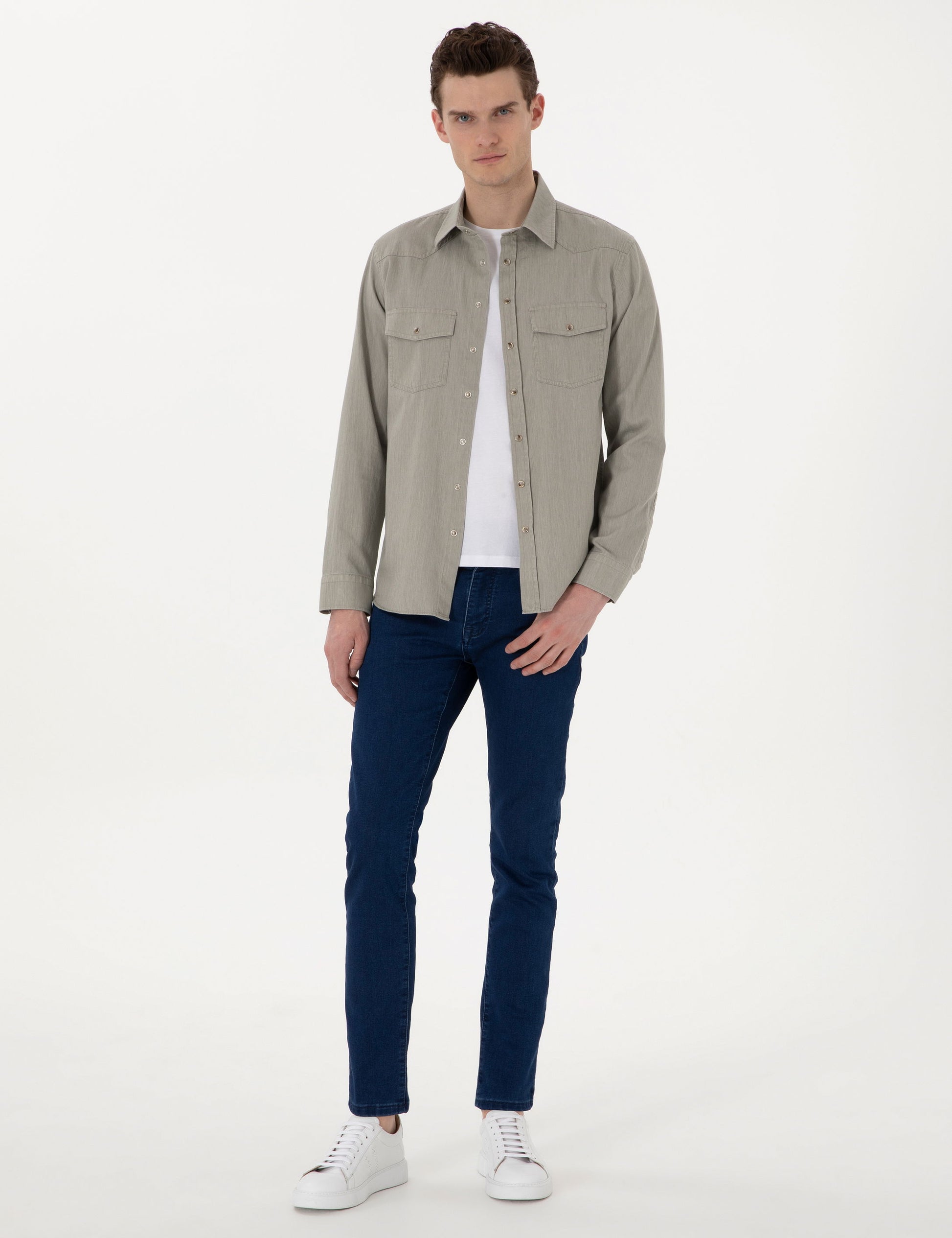 Light Khaki Slim Fit Jean Shirt