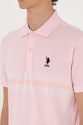 Men's Regular Fit Polo Neck Light Pink T-Shirt
