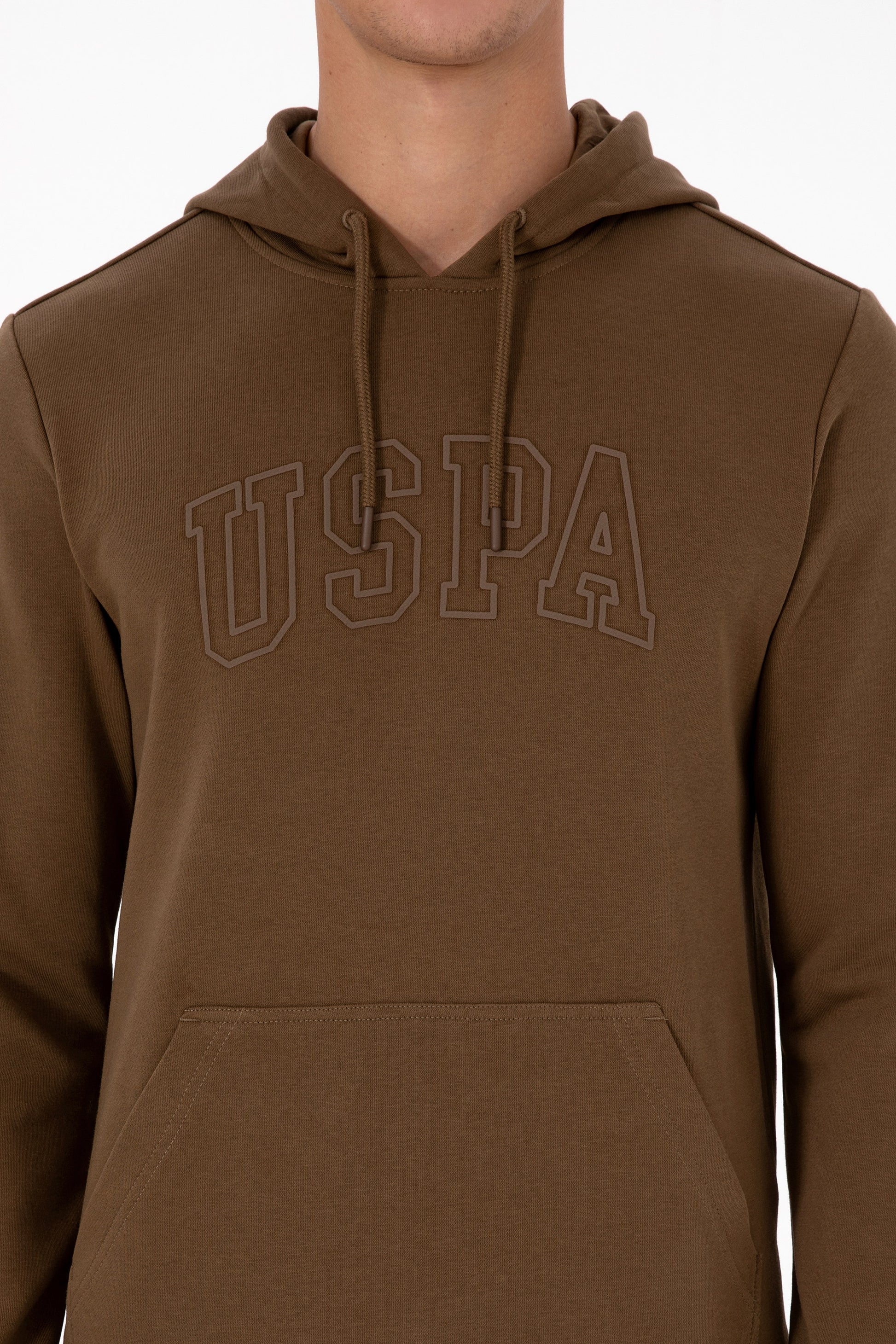 Erkek Regular Fit Kapüşonlu Haki Basic Sweatshirt