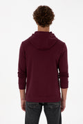 Erkek Regular Fit Kapüşonlu Koyu Bordo Basic Sweatshirt