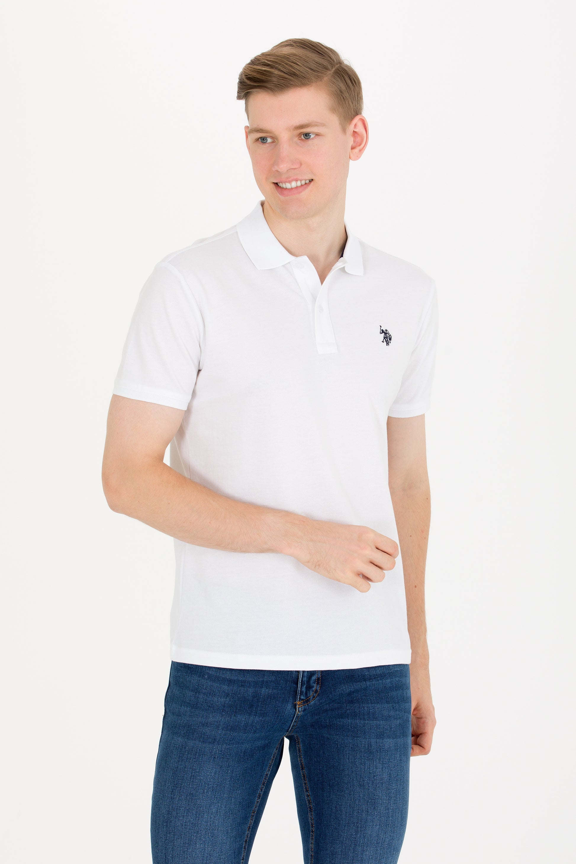 Men's White Basic Polo Neck T-Shirt