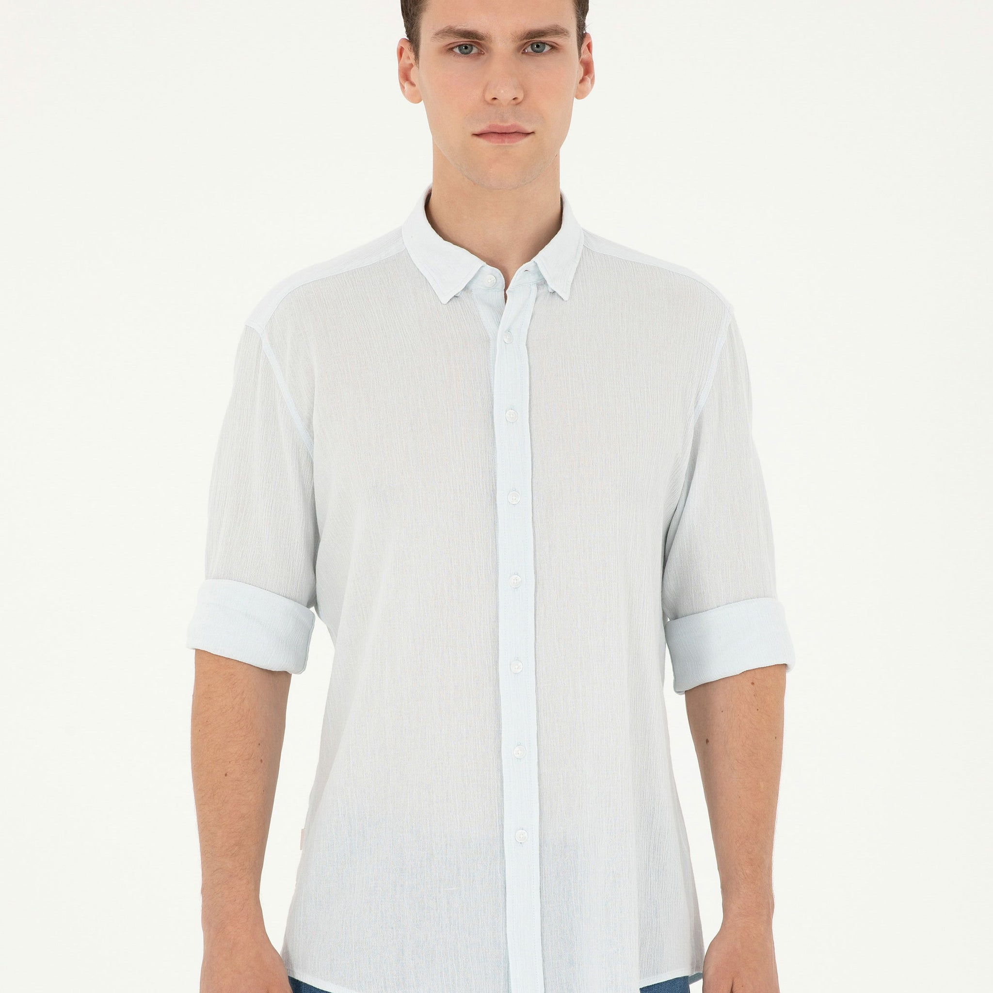 Light Blue Regular Fit Long Sleeve Shirt
