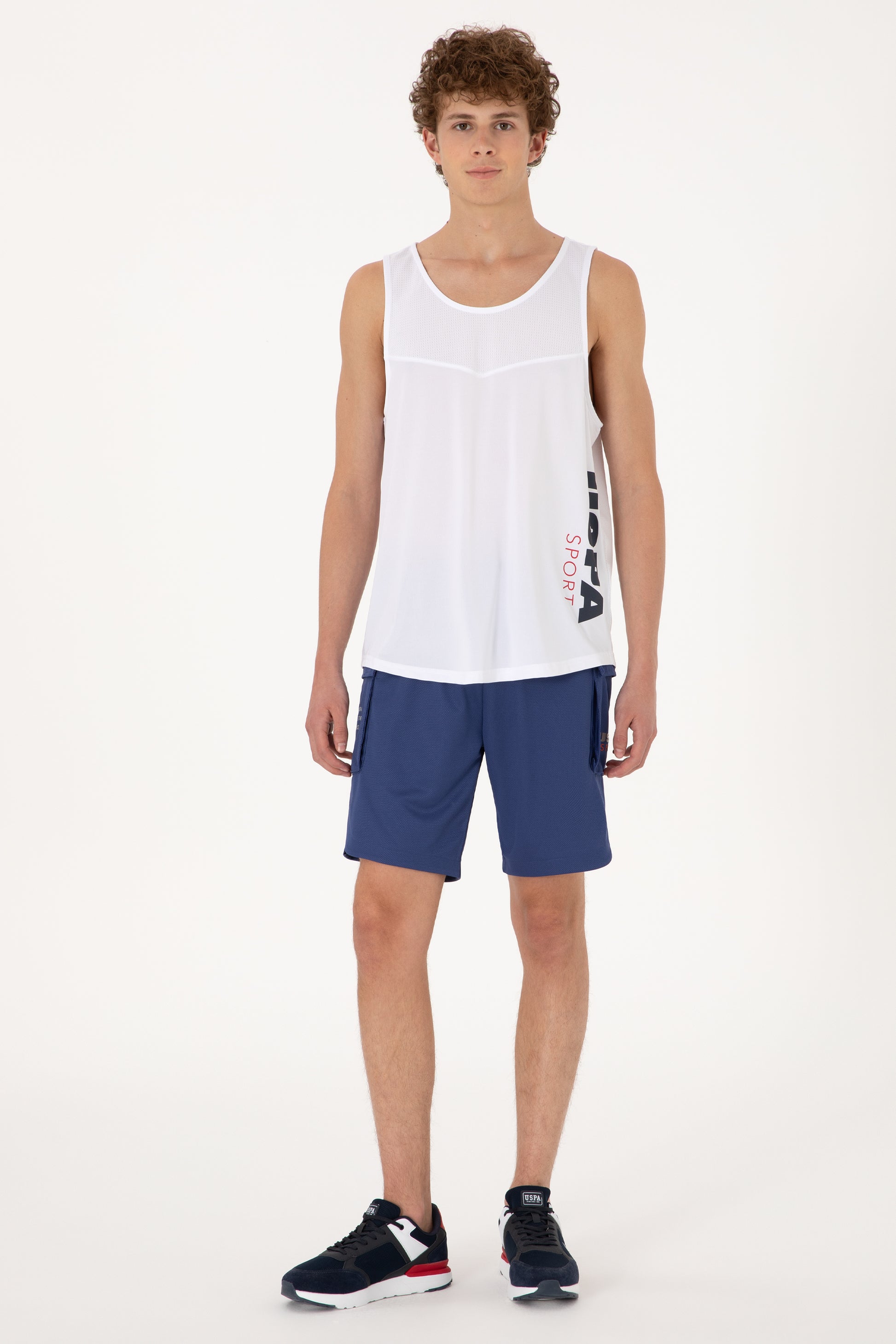 Men's Regular Fit Crew Neck White Sleeveless T-shirt