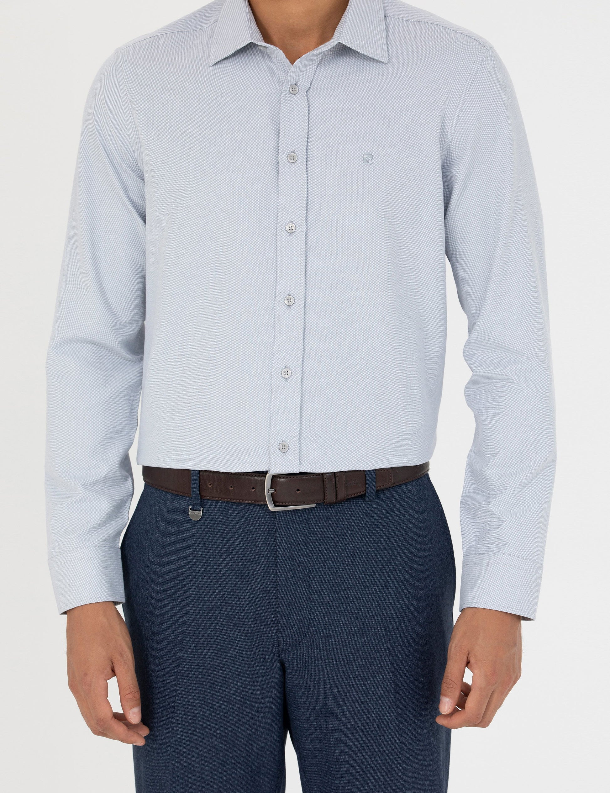 Grey Slim Fit Long Sleeve Shirt