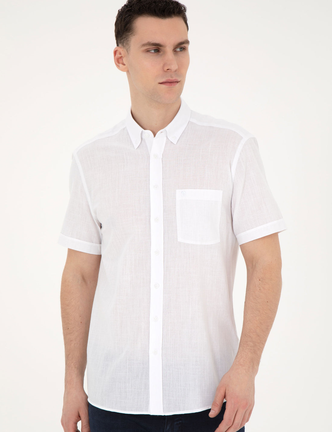 White Regular Fit Short Sleeve Shirt