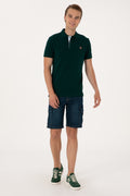 Men's Slim Fit Polo Neck Dark Green Basic T-Shirt