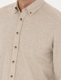 Beige Slim Fit Long Sleeve Shirt